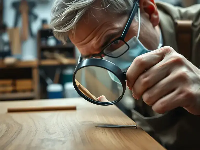 Expert diagnosing furniture damage